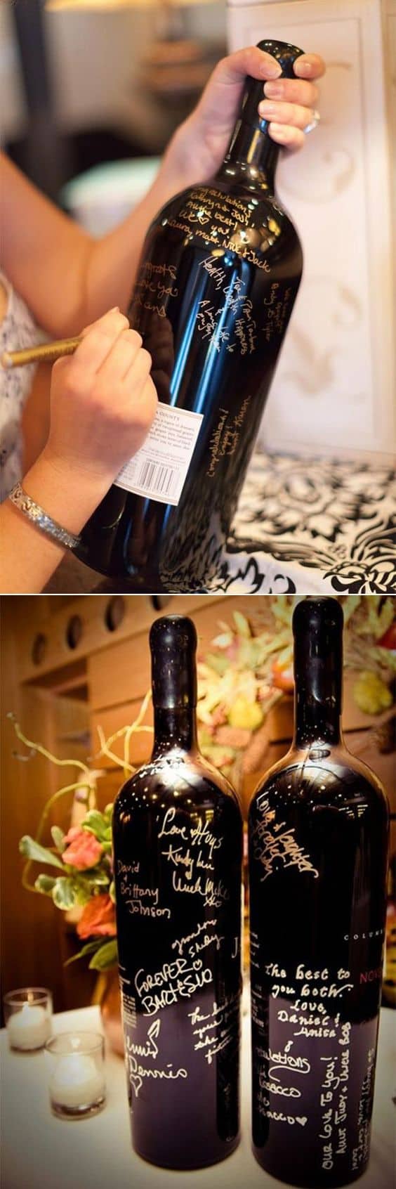bottiglia vino come guestbook